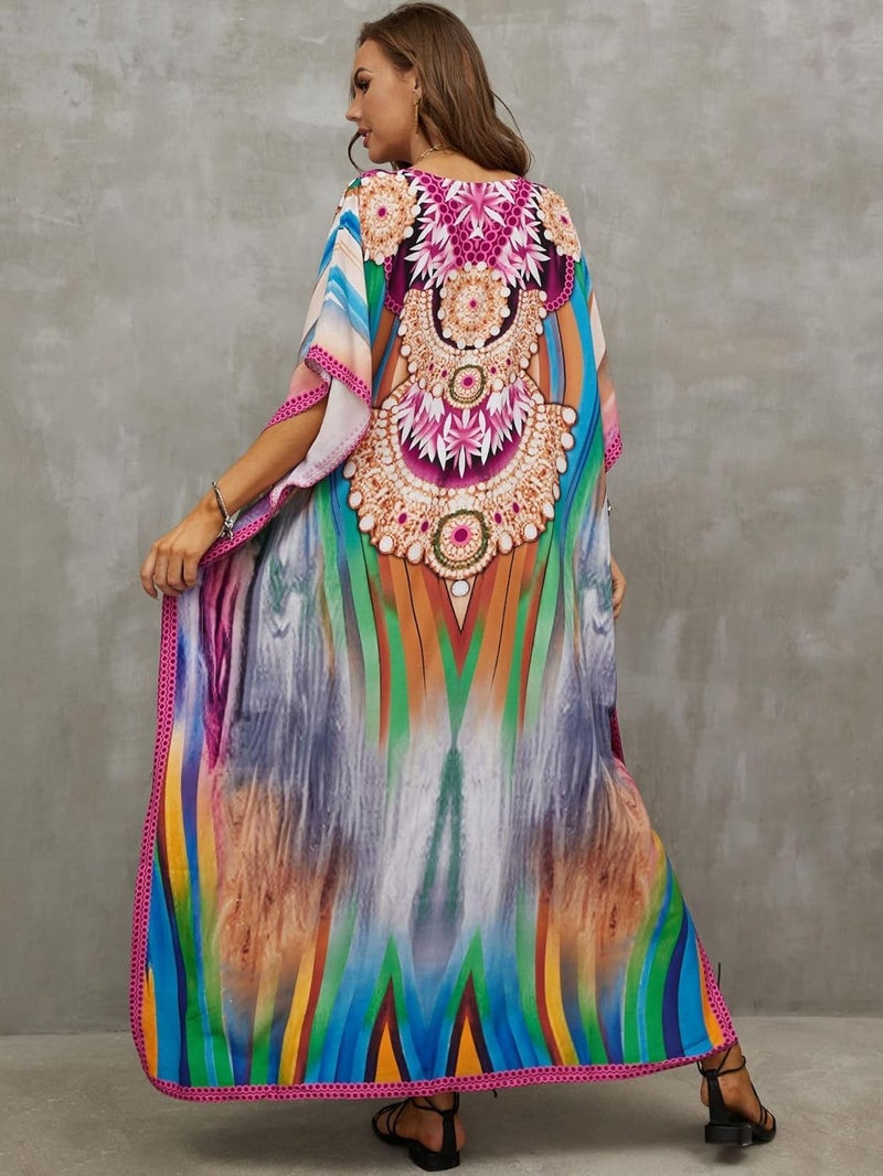 IMAGEKOPE Kaftan Dresses for Women Plus Size Bathing Suit Cover up Caftan Maxi Beach Dresses - Image 4